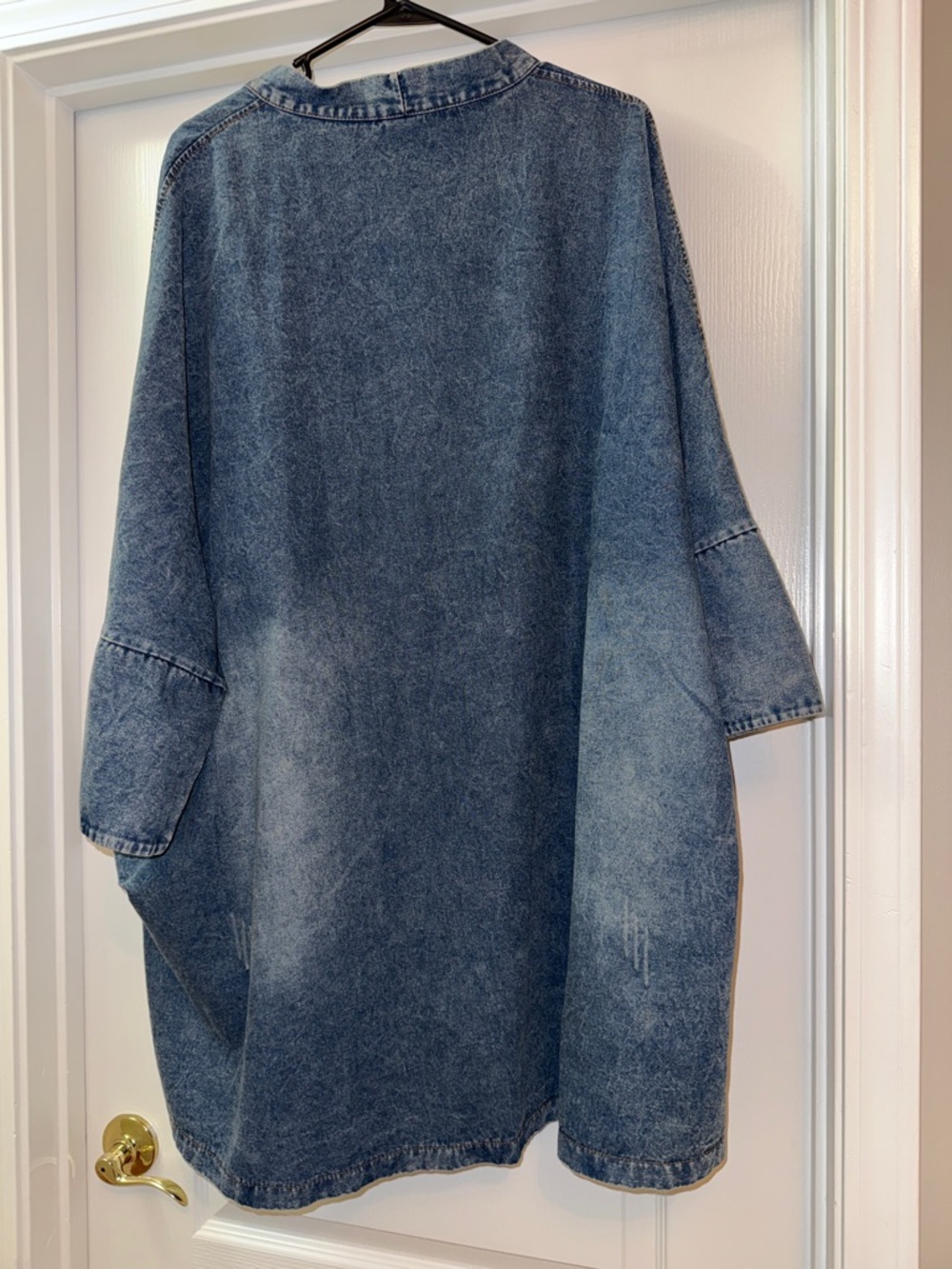 Oversized Denim Shacket Jacket in Faded Blue - Picture 2 of 10